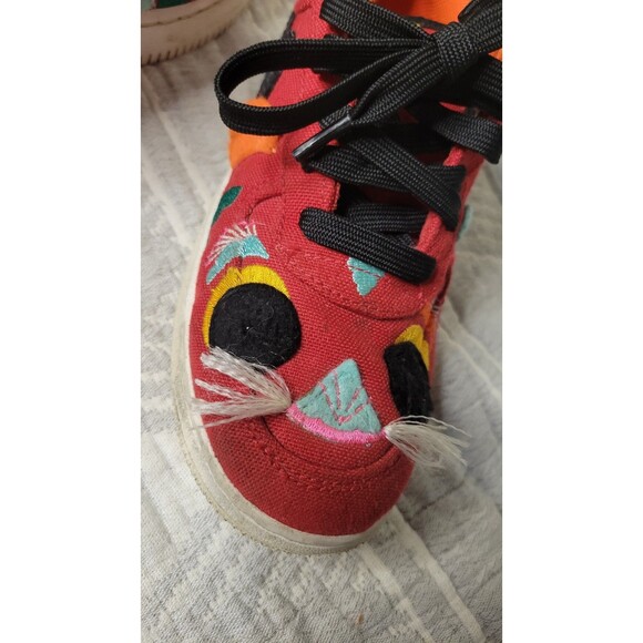 Nike Air Force 1 Low “Year of the Tiger” Kids 3Y Red Canvas Cat Face Sneakers - Picture 4 of 10
